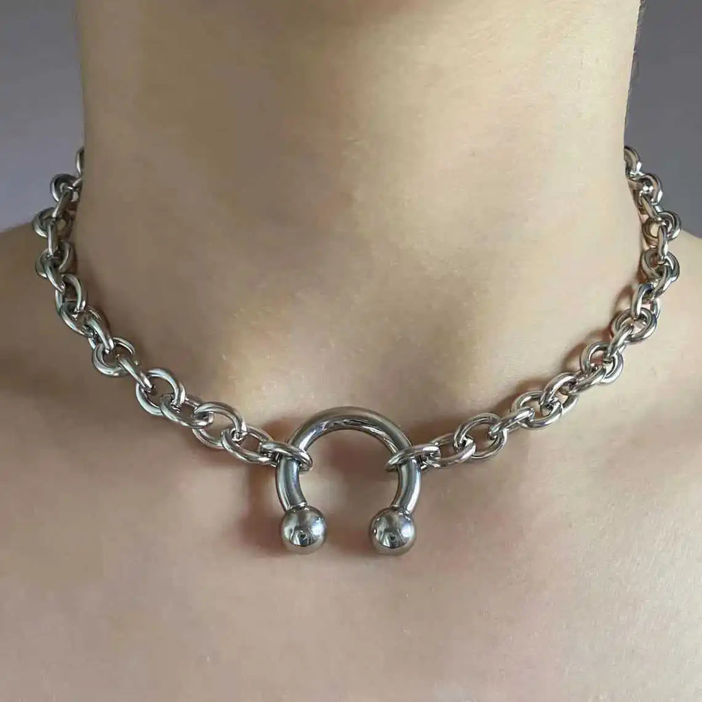 Y2K Punk Spike & Charm Chain Choker