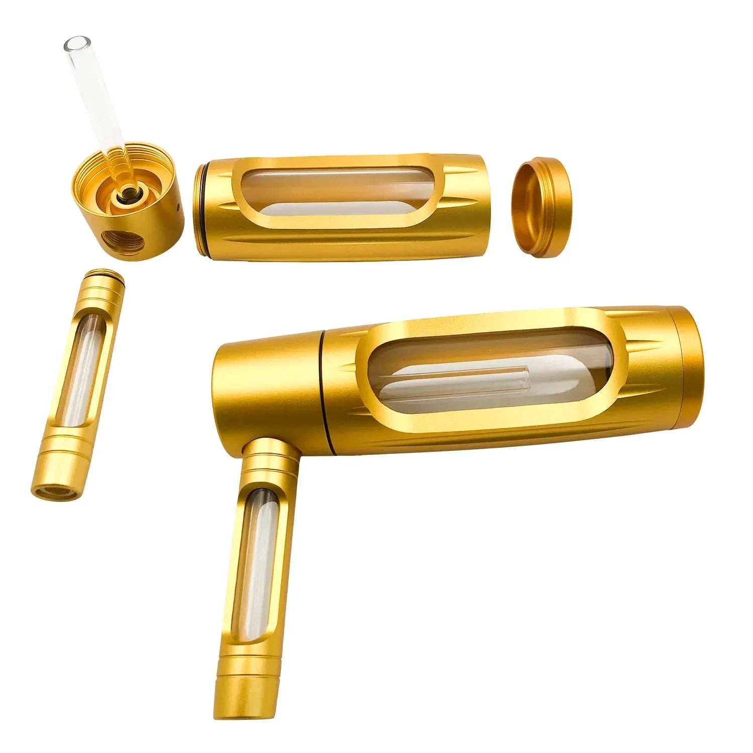 Portable Metal Smoking Pipe with 155mm Glass Bowls Dry Burning Grass Tobacco Pipes Hookah Shisha Pipa for Smoke Accessories