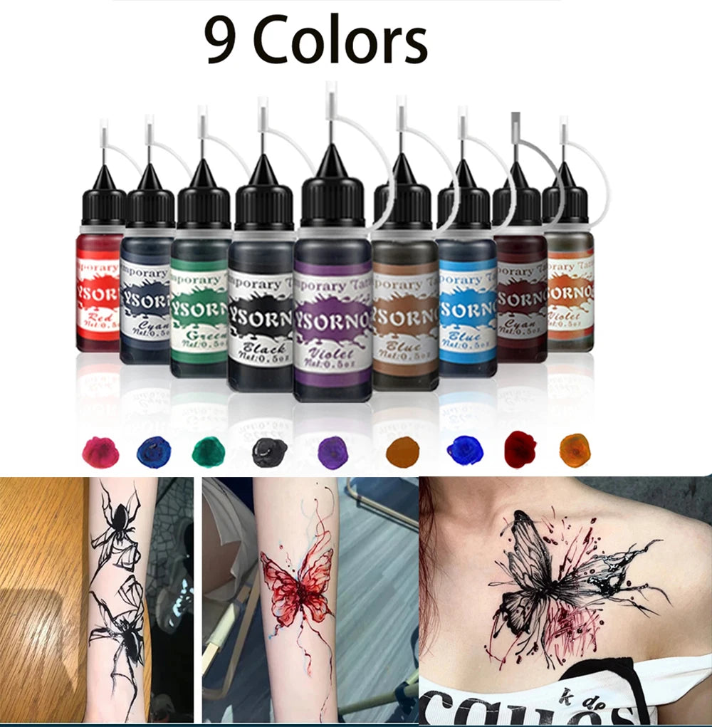 9-Pack 10ml Henna Temporary Tattoo Cones