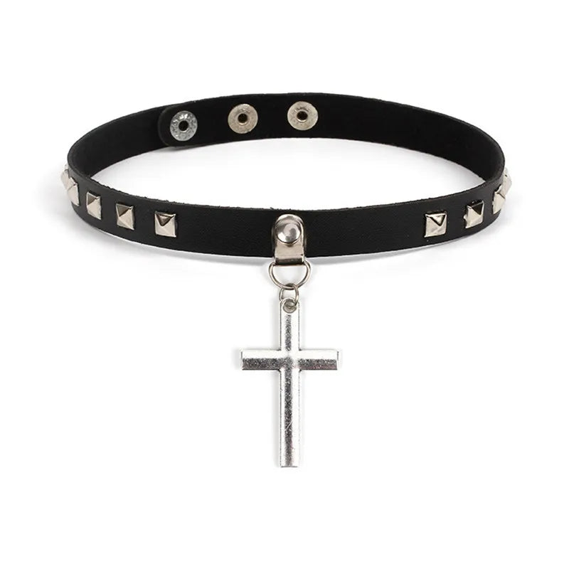 Gothic Punk Faux Leather Choker Necklaces