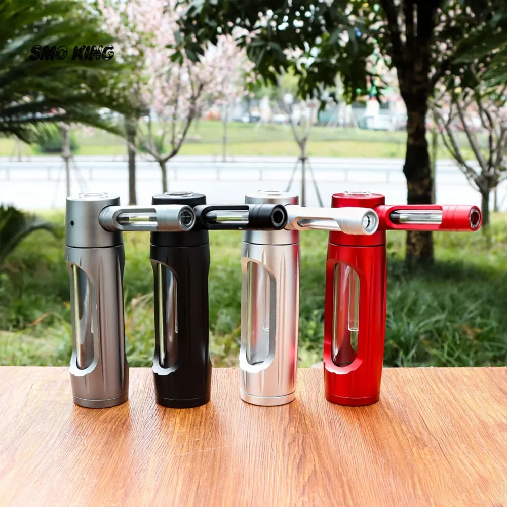 Portable Metal Smoking Pipe with 155mm Glass Bowls Dry Burning Grass Tobacco Pipes Hookah Shisha Pipa for Smoke Accessories