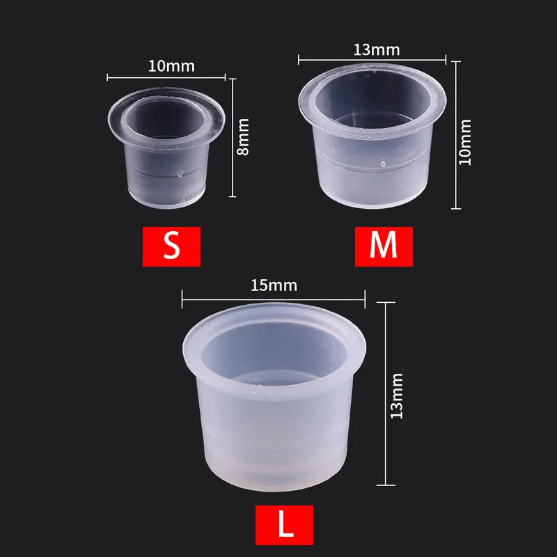 100pcs Tattoo Large Medium Small Ink Pigment Cup Ring transparent Microblading Cap Lip Eyebrow PMU Bleaching Supplies Cream