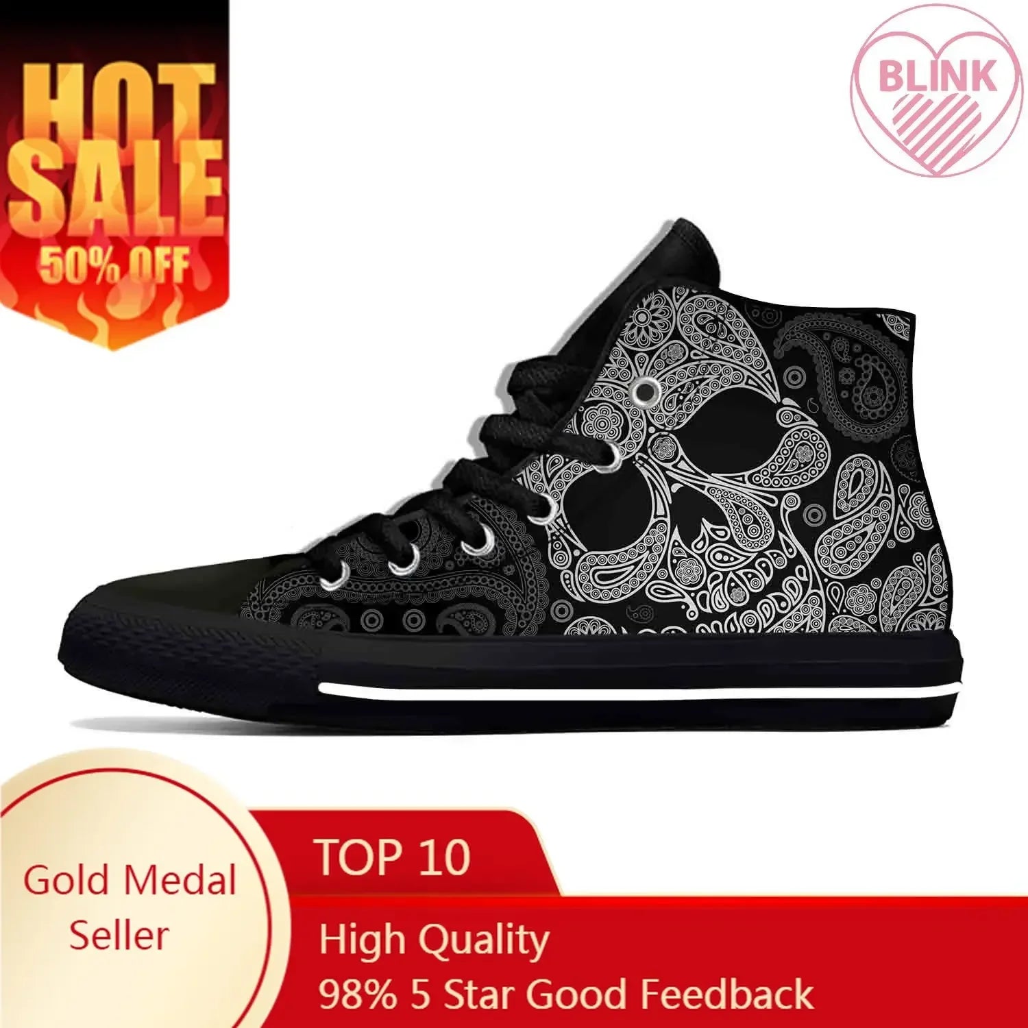 Sugar Skull Gothic High-Top Sneakers