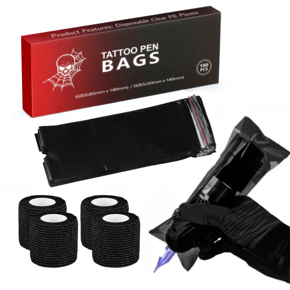 Tattoo Pen Covers with Tape Wrap