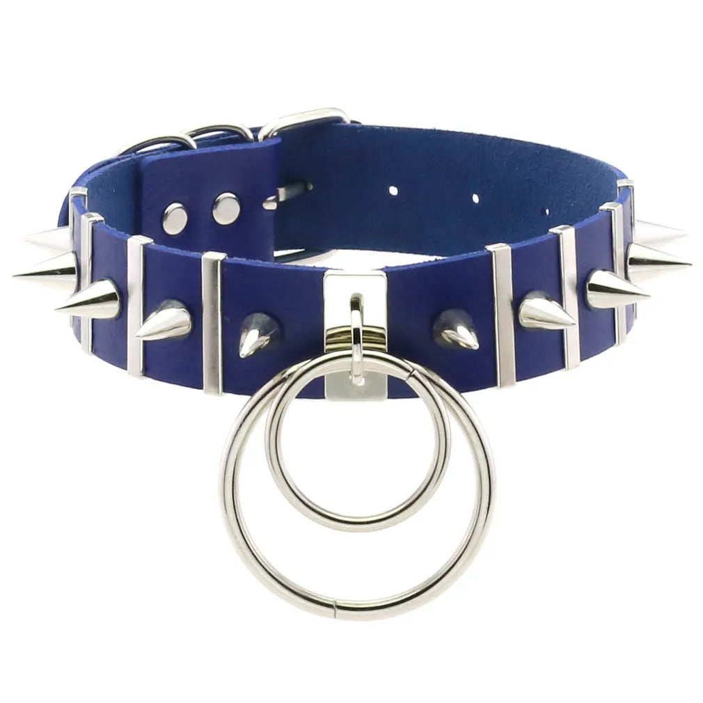 Punk Double O-Ring Spike Choker