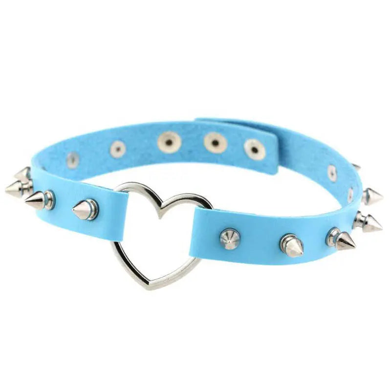 New Spike Rivet Gothic Pink Black Punk Rock Sexy Gothic Collar Chokers Women Men Steampunk Leather Heart Punk Choker Necklace