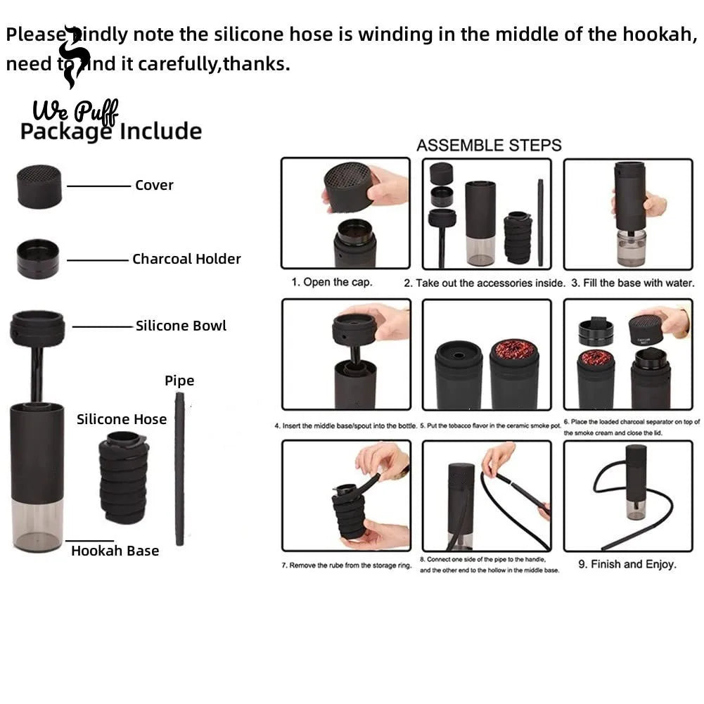 Acrylic 25cm Smoking Pipe Hookah Set with Ceramic Tobacco Grass Bowl Cigarette Holder Portable Shisha Pipa kit Gadgets for men