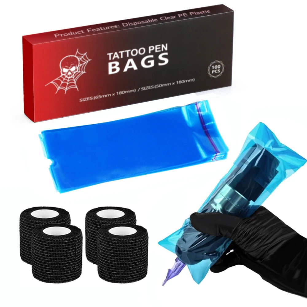 Tattoo Pen Covers with Tape Wrap