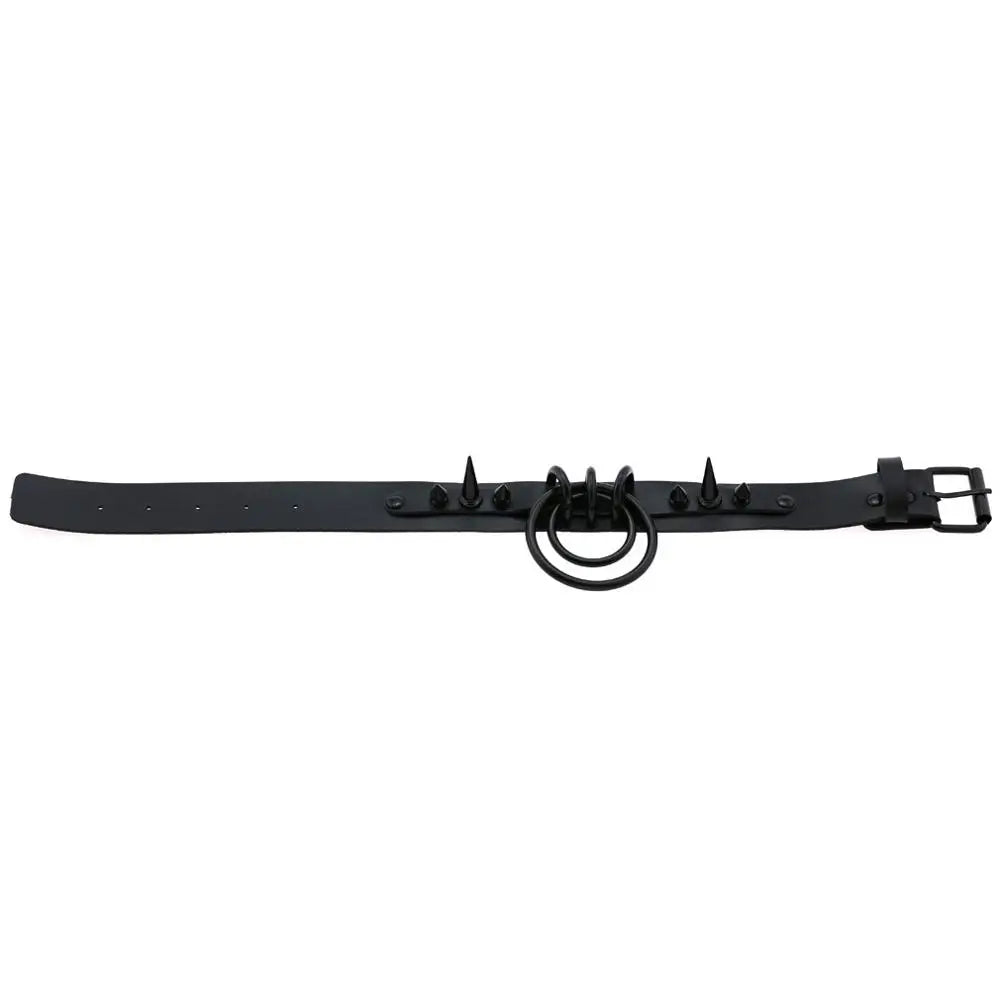Gothic Punk Double O-Ring Spike Choker