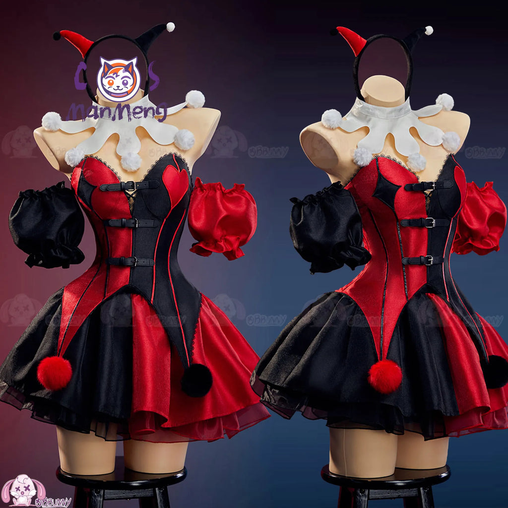 Red & Black Gothic Clown Lolita Cosplay Costume