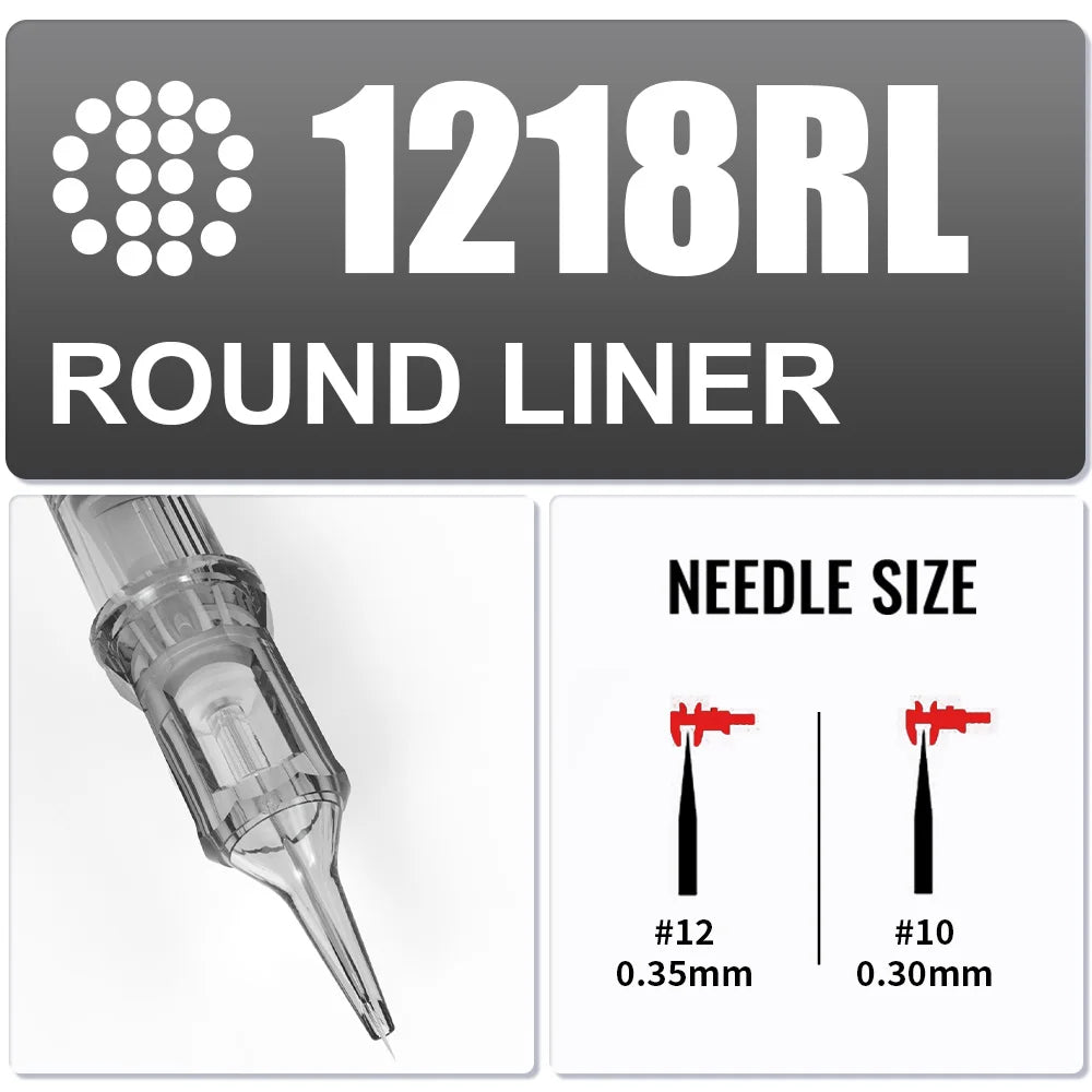 Yilong 20Pcs/Box Tattoo RL Cartridges Permanent Makeup Round Liner 0.25/0.30/0.35/0.40mm Needles For Tattoo Machines Supplies