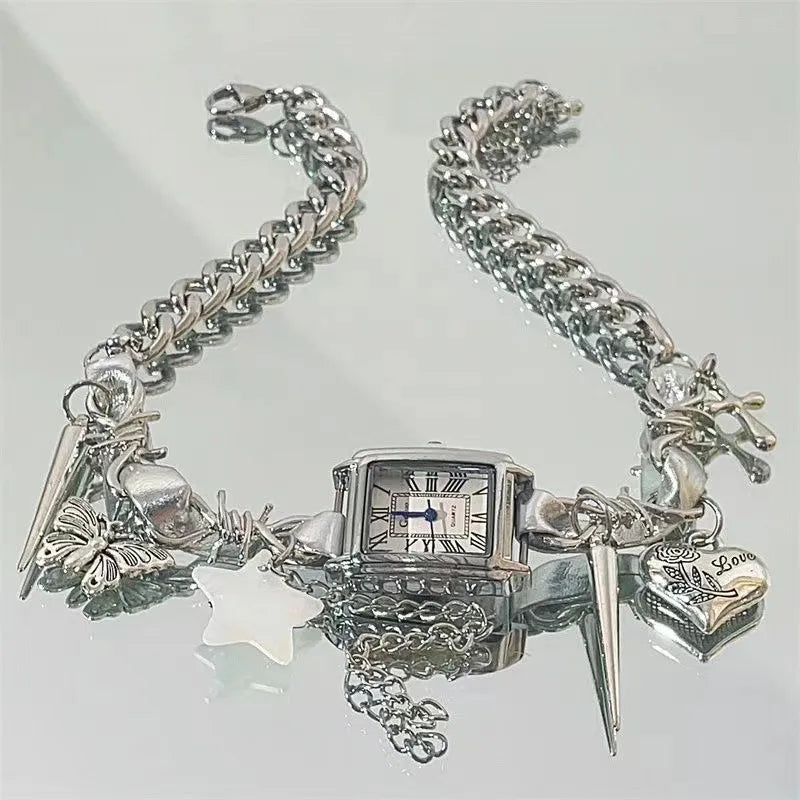 Y2K Punk Charm Watch Chain Choker