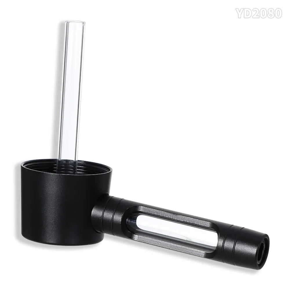 Portable Metal Smoking Pipe with 155mm Glass Bowls Dry Burning Grass Tobacco Pipes Hookah Shisha Pipa for Smoke Accessories
