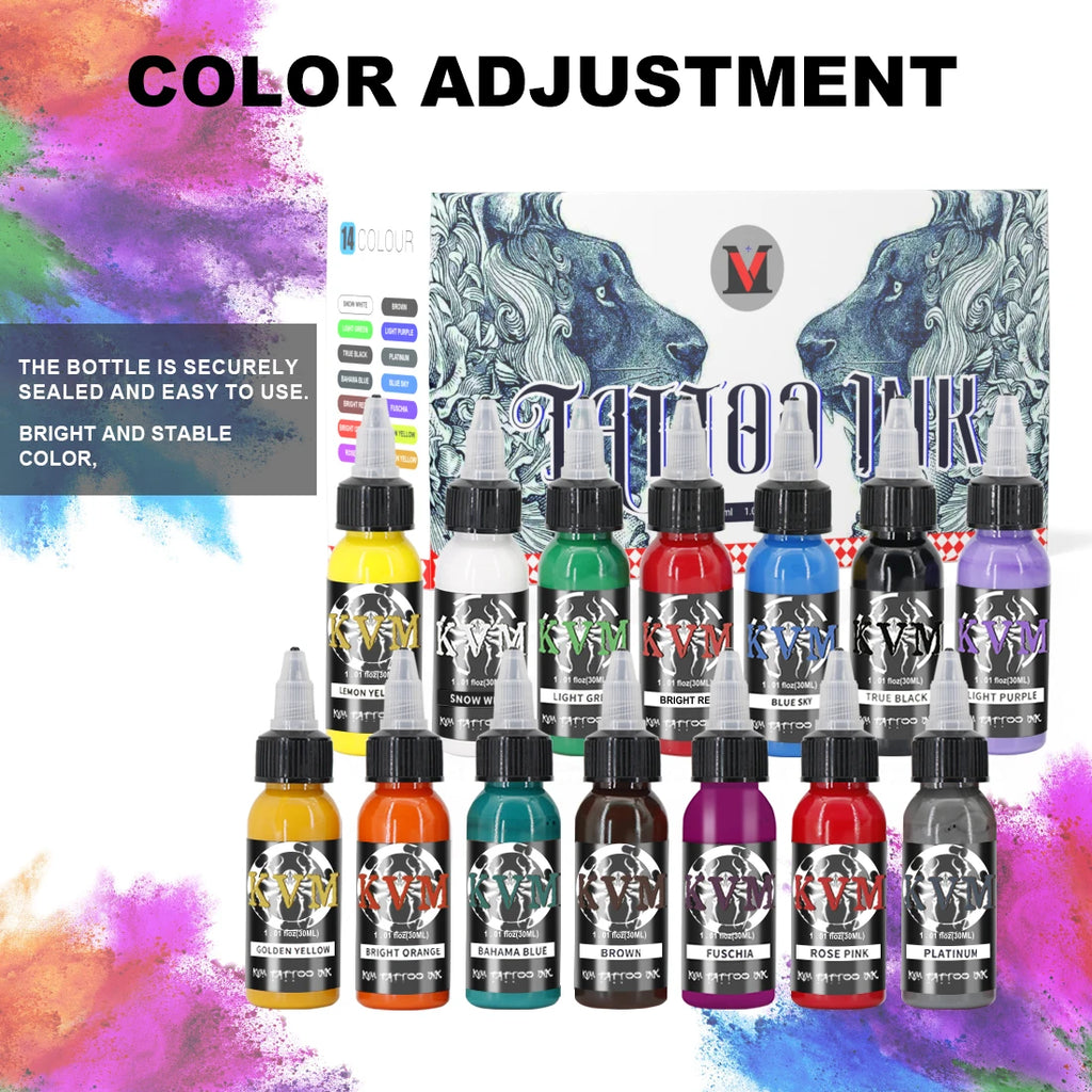 14Colors 1/oz Tattoo Ink Pigment Body Color Drawing Art Tattoo Ink