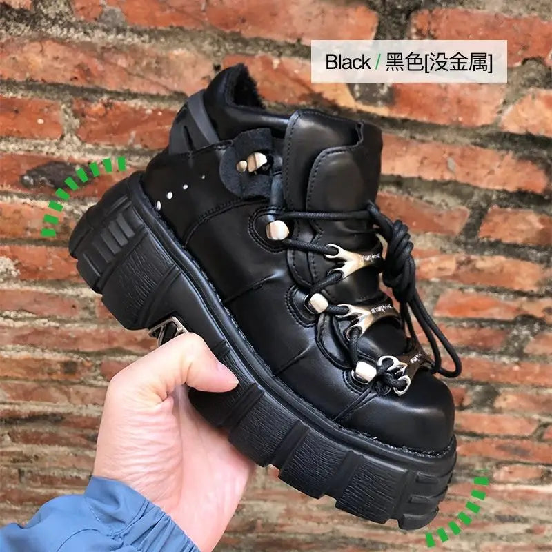 Gothic Metal Buckle Chunky Platform Shoes
