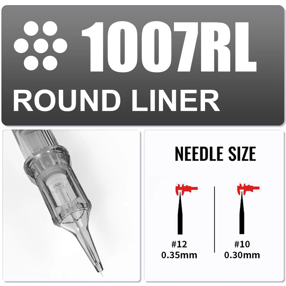 Yilong 20Pcs/Box Tattoo RL Cartridges Permanent Makeup Round Liner 0.25/0.30/0.35/0.40mm Needles For Tattoo Machines Supplies