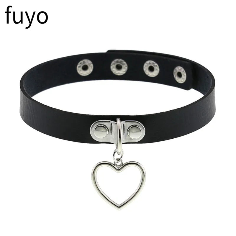 Gothic Punk Faux Leather Choker Necklaces