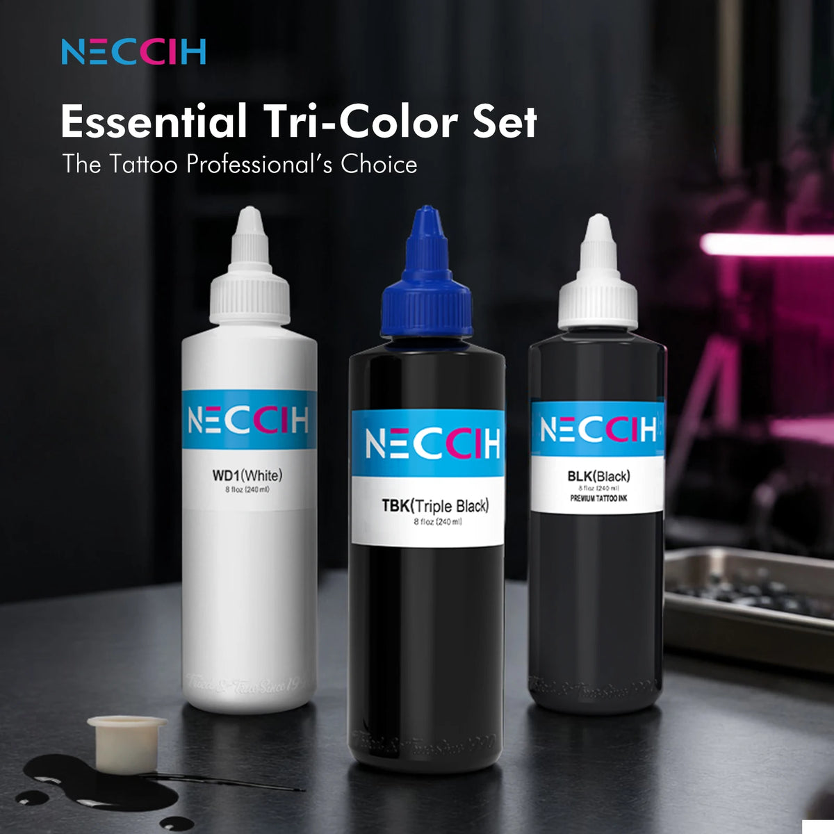 240ml Triple Black Professional Tattoo Ink