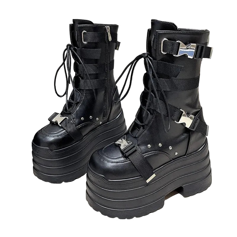 Women’s Gothic Buckle Mega Platform Boots