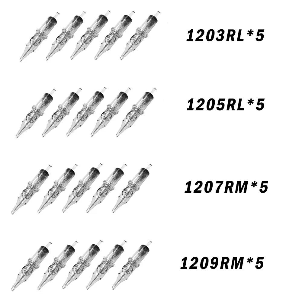 20/50PCS Transparent Tattoo Cartridge Needles RL RS M1 CM Disposable Sterilized Cartridge Needles for Tattoo Machine Pen Supply
