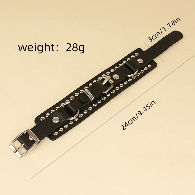 Leather Wristband Bracelet Cuff