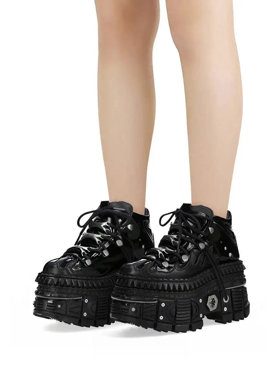 Black Gothic Chunky Platform High-Top Sneakers