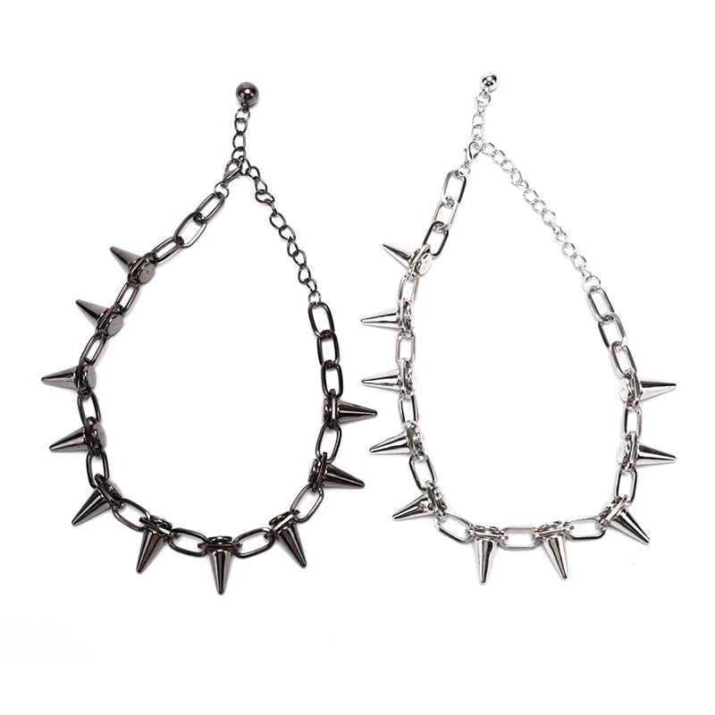 Punk Spiked Chain Choker Necklace