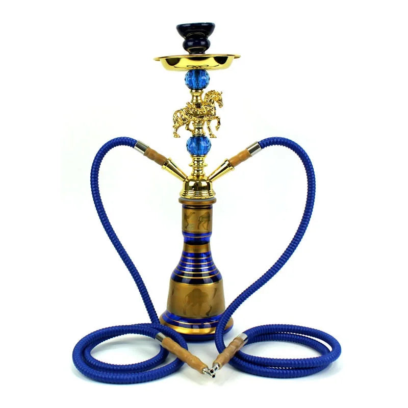 Blue animal-shaped hookah set for two persons - unique design, enjoy a relaxing time