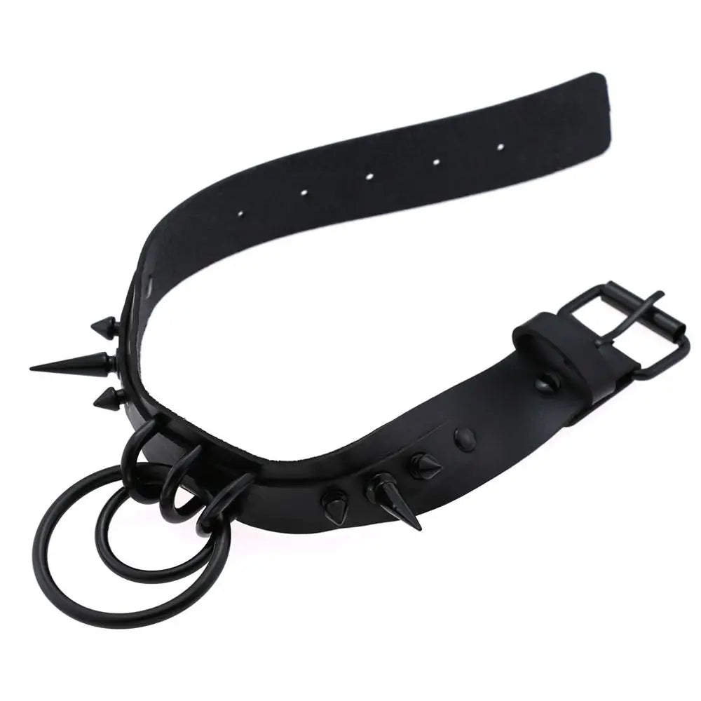 Gothic Punk Double O-Ring Spike Choker
