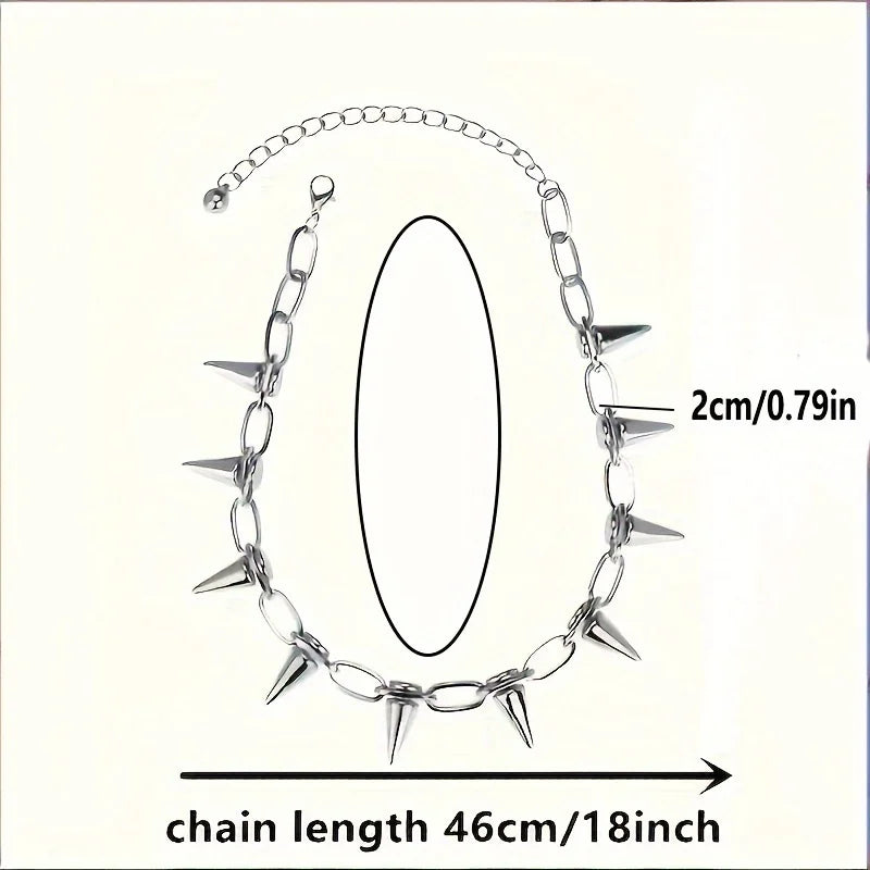 Punk Spike Chain Choker Necklace