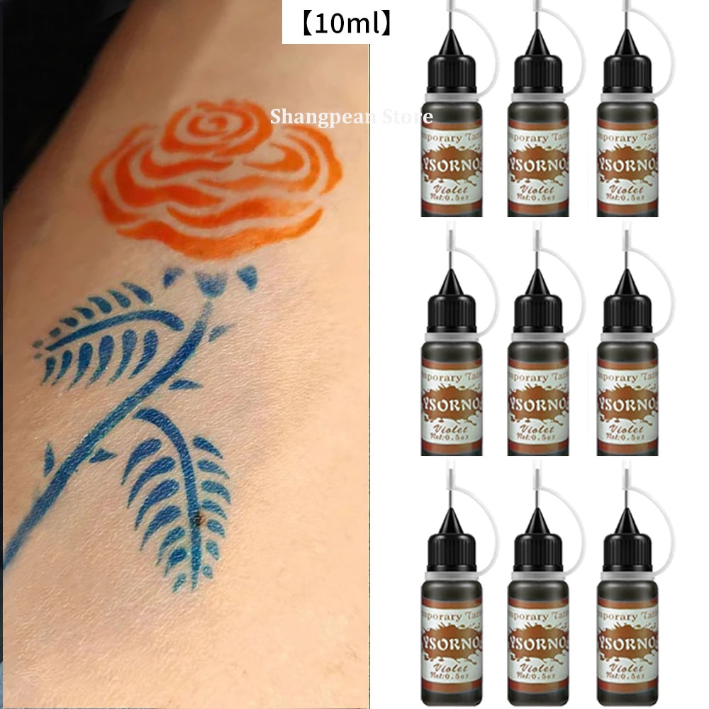 9-Pack 10ml Henna Temporary Tattoo Cones