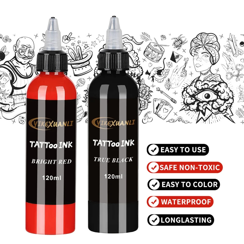 120ml Tattoo Ink - White, Black & Red
