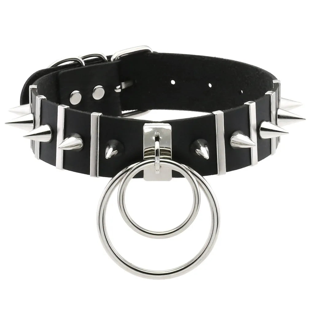Punk Double O-Ring Spike Choker