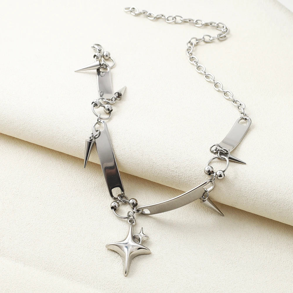 Y2K Punk Spike Star Pendant Necklace