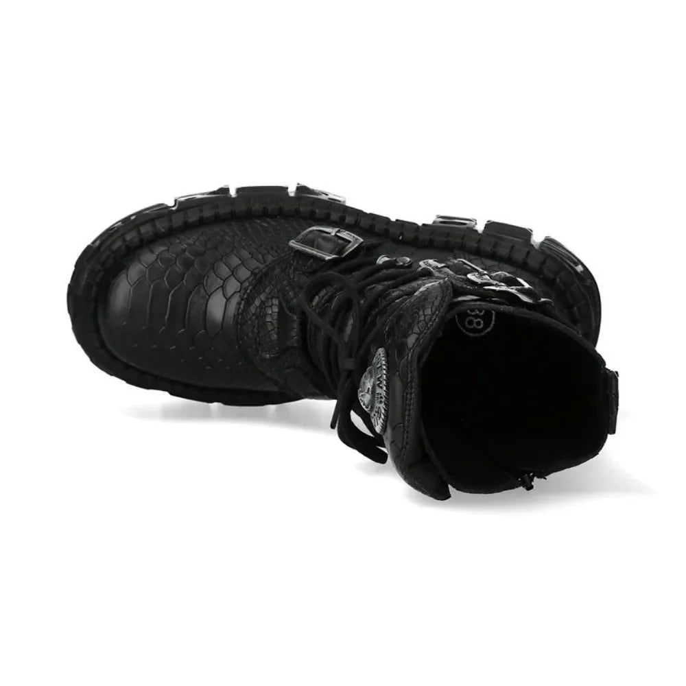 Men’s Gothic Buckle Chunky Platform Combat Boots