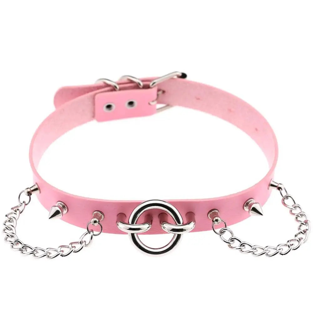 Gothic O-Ring & Chain Choker Collar
