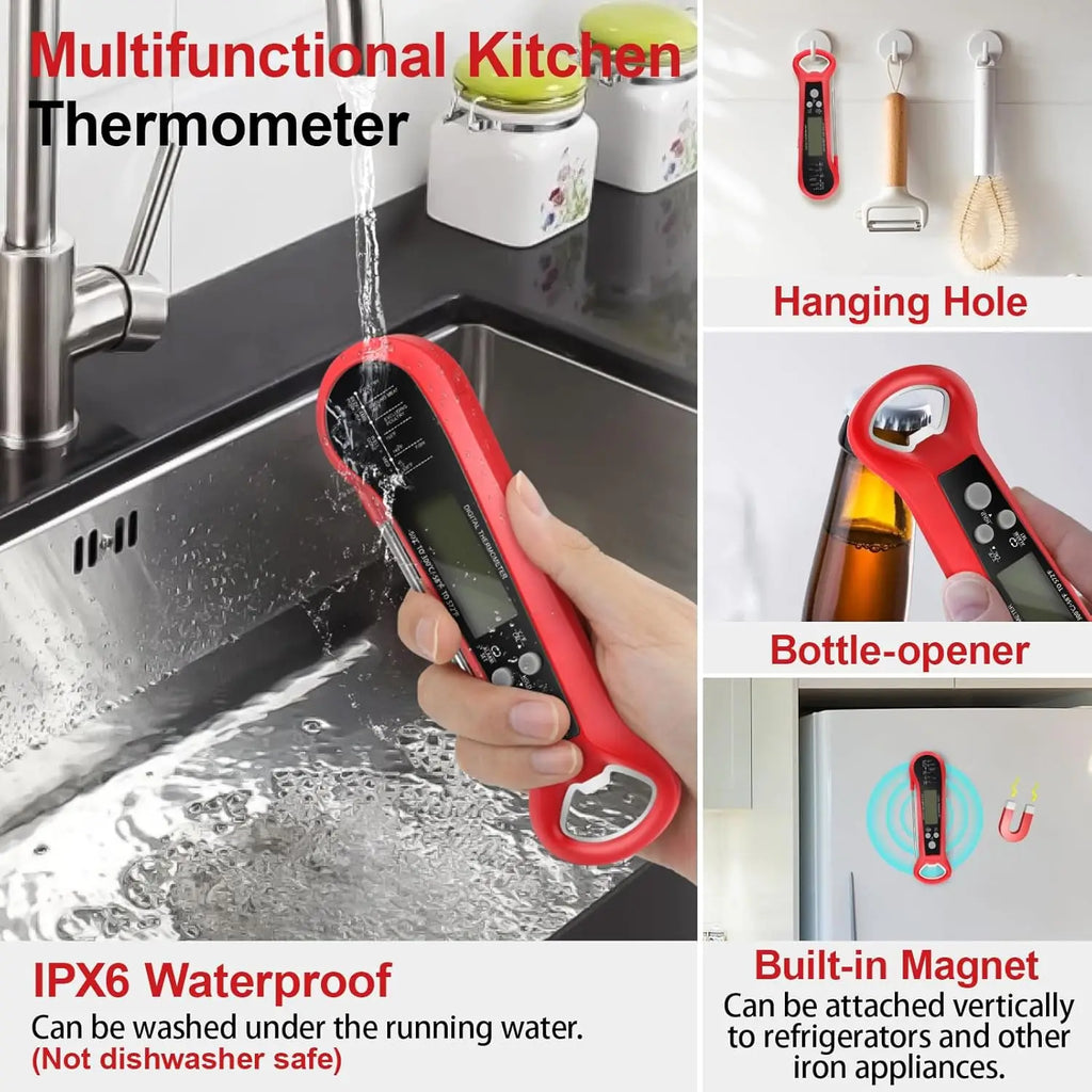 Long Cable Professional Meat Thermometer Digital Waterproof Kitchen Cooking Tool Food Thermometer with 2 Probes Instant Read