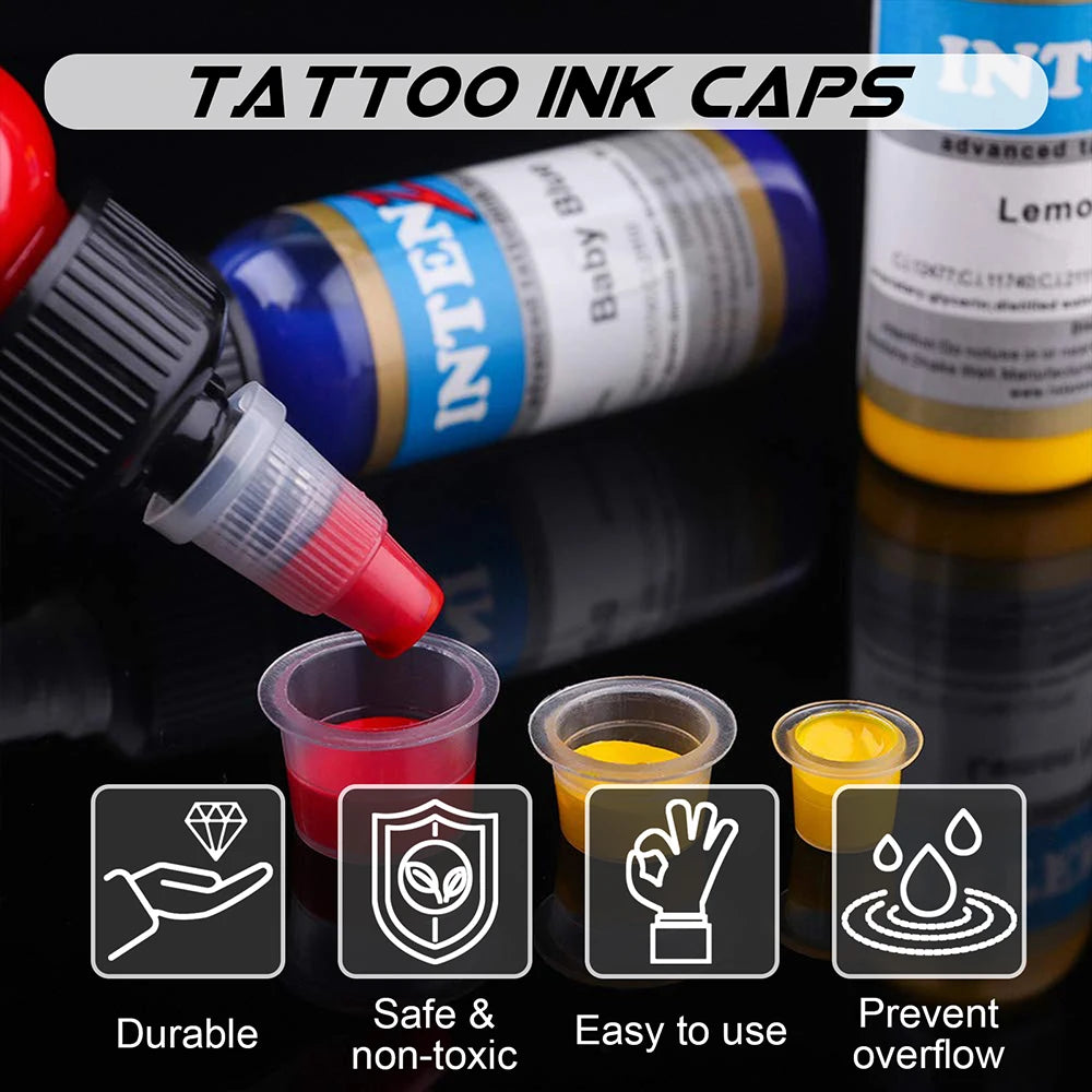 300/100pcs Disposable Tattoo Ink Cups S/M/L Plastic Clear Holder Container Cap for Tattoo Pigment & Permanent Makeup Accessories