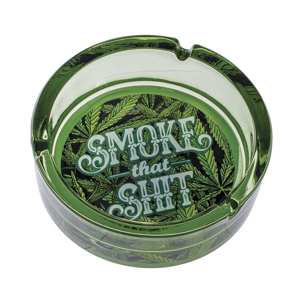 Green Smoke That Shit Glass Ashtray