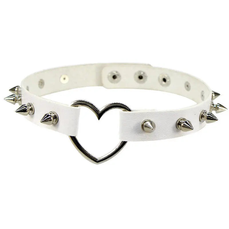 New Spike Rivet Gothic Pink Black Punk Rock Sexy Gothic Collar Chokers Women Men Steampunk Leather Heart Punk Choker Necklace