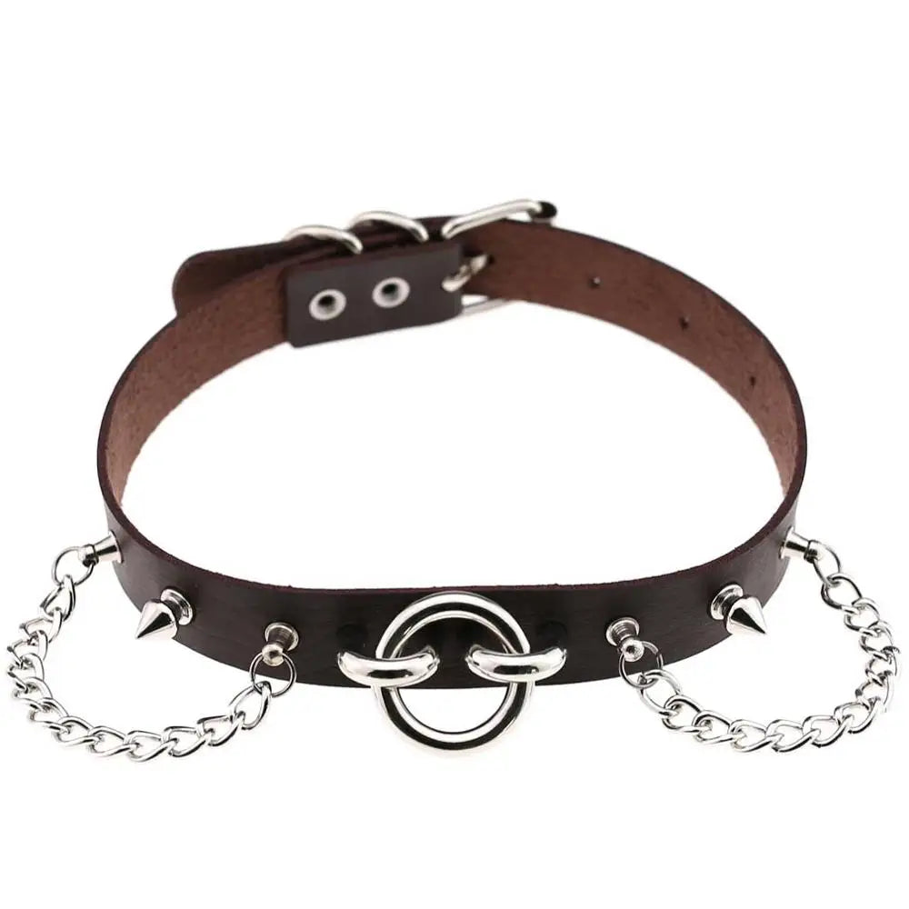 Gothic O-Ring & Chain Choker Collar