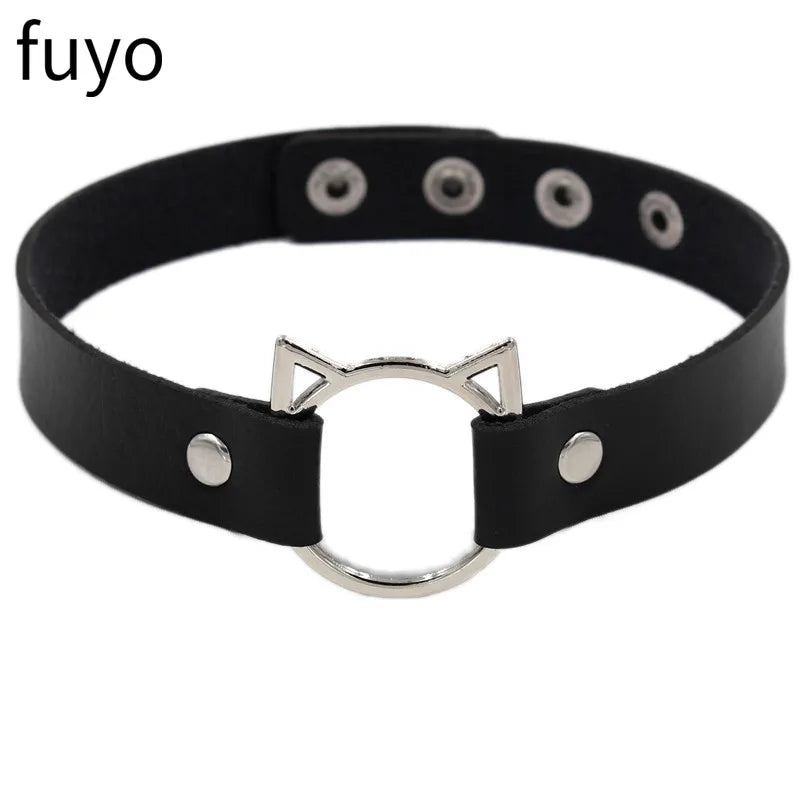Gothic Punk Faux Leather Choker Necklaces