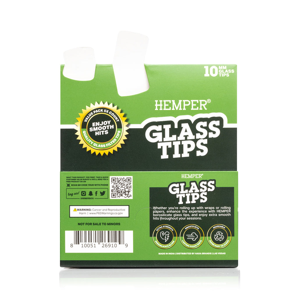 Hemper 5PK Glass Filter Tips 10mm | 10ct Display
