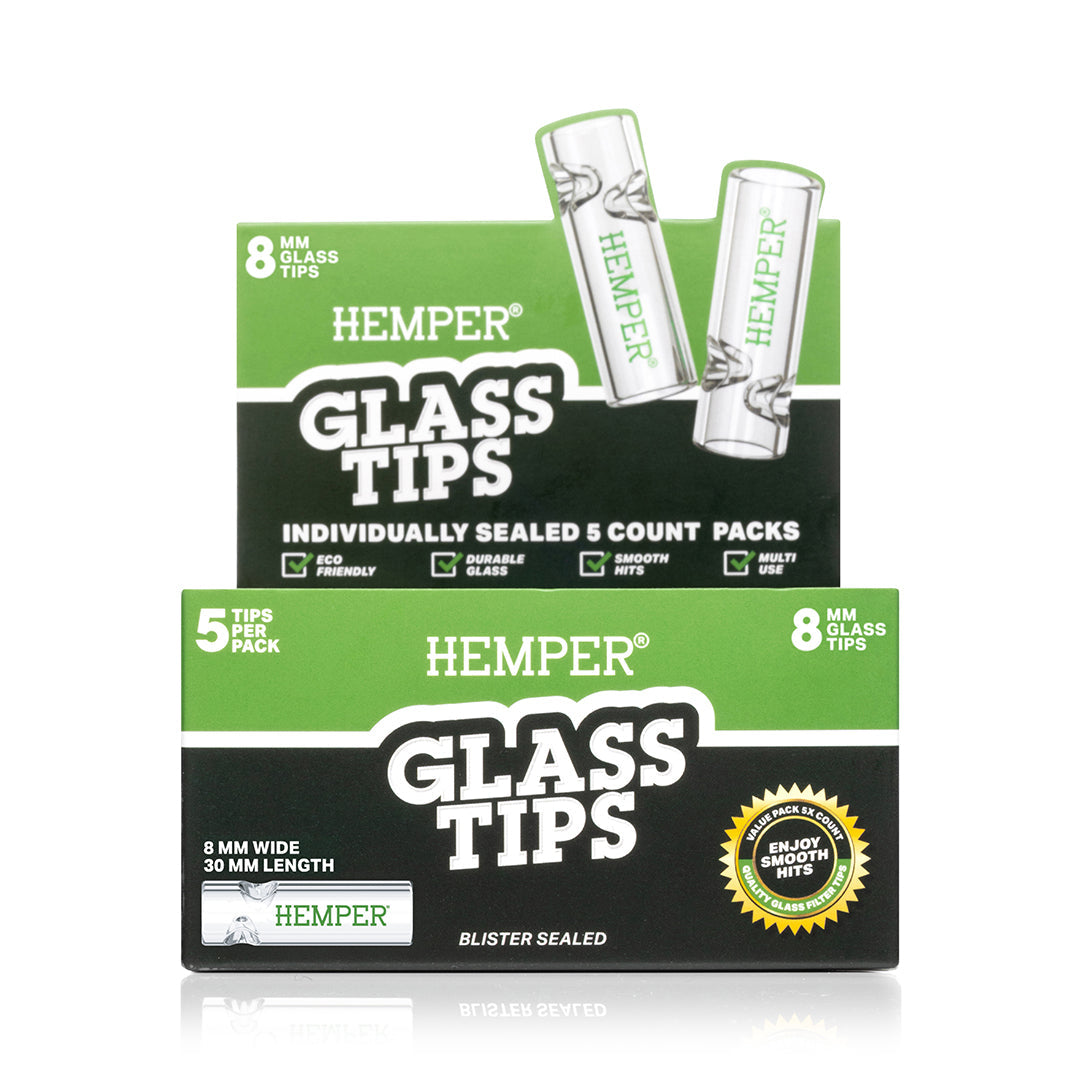 Hemper 5PK Glass Filter Tips 8mm | 10ct Display