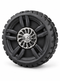 GR324 black 75mm tire-shaped two-piece grinder with silver-colored wheel center