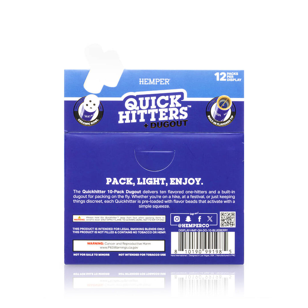 Hemper Quick Hitters Dugout 10-Packs | Blueberry - 12ct Display