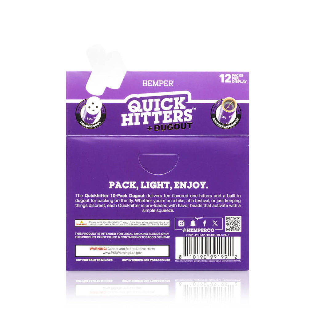 Hemper Quick Hitters Dugout 10-Packs | Grape - 12ct Display