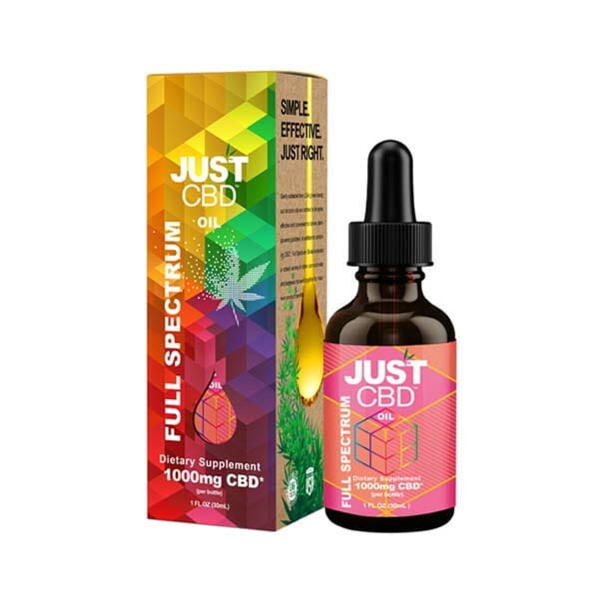 JustCBD Full Spectrum CBD Oil 1000 mg bottle and box