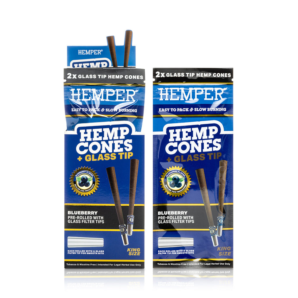 Hemper Pre-Rolled 2PK Glass Tipped Hemp Cones | King Size - 12ct Display