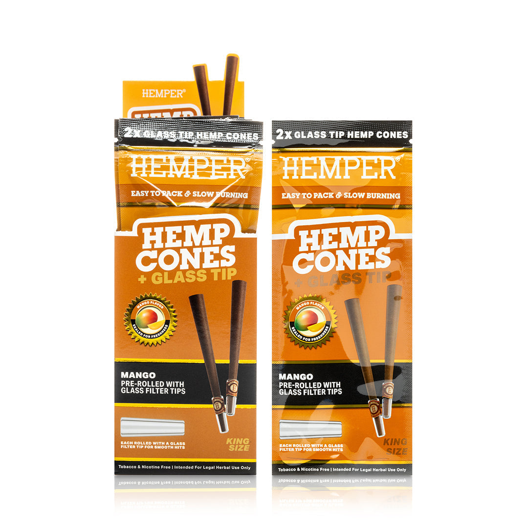 Hemper Pre-Rolled 2PK Glass Tipped Hemp Cones | King Size - 12ct Display